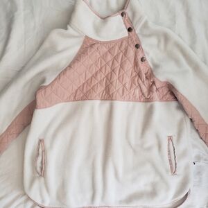 A&F Abercrombie & Fitch Women's Pink & Cream Fleece Pull Over XL
